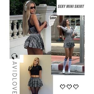 NWT Avidlove Plaid Tiered Mini Skirt